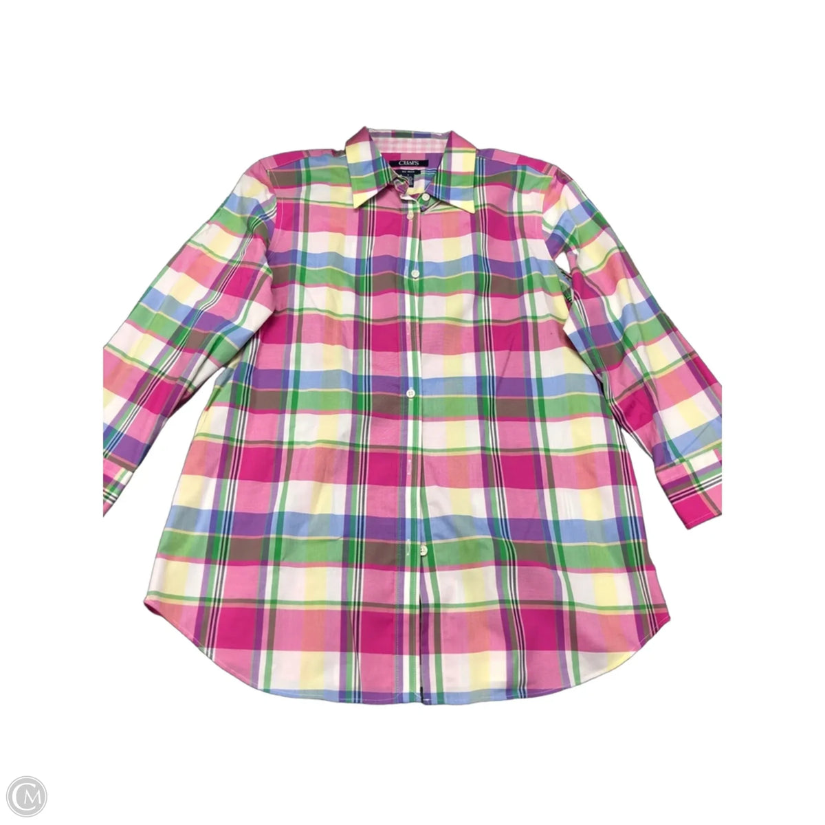 Top Long Sleeve By Chaps In Plaid Pattern, Size: M