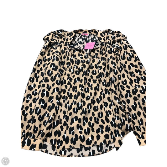 Top Long Sleeve Designer By Kate Spade In Animal Print, Size: L