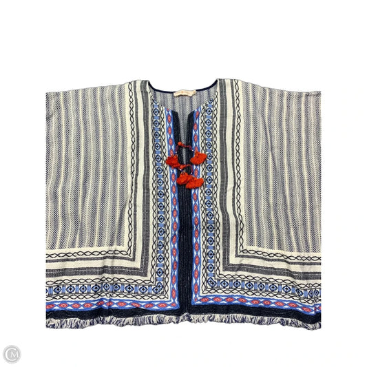 Poncho Designer By Tory Burch In Blue & White, Size: Xs