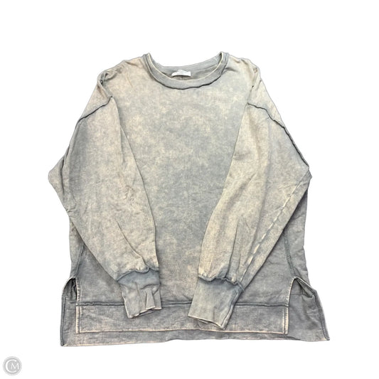 Sweatshirt Crewneck By Zenana In Cream & Grey, Size: L