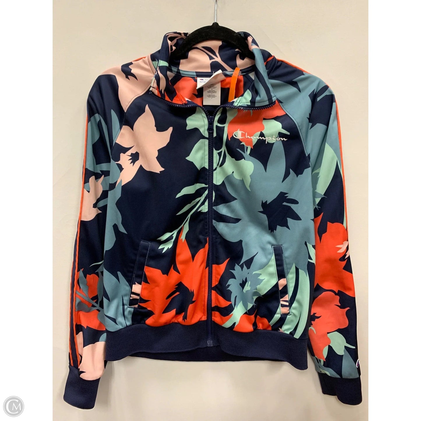 Athletic Jacket By Champion In Blue & Orange, Size: S
