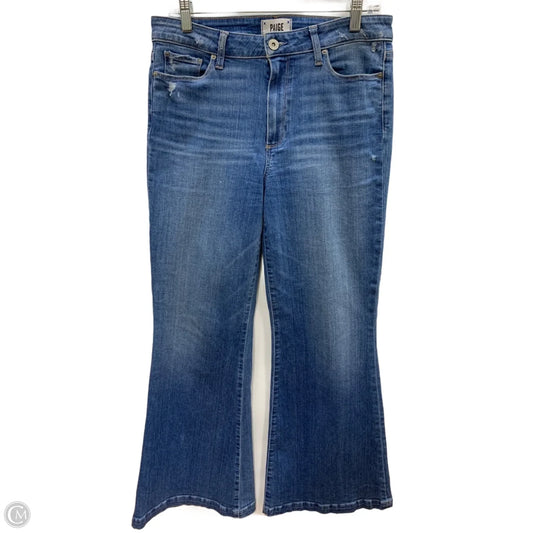 Jeans Flared By Paige In Blue Denim, Size: 10