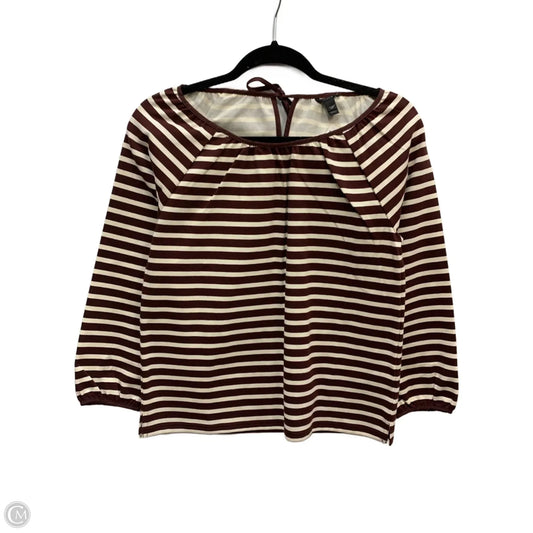 Top Long Sleeve By J. Crew In Brown & Cream, Size: Xxs