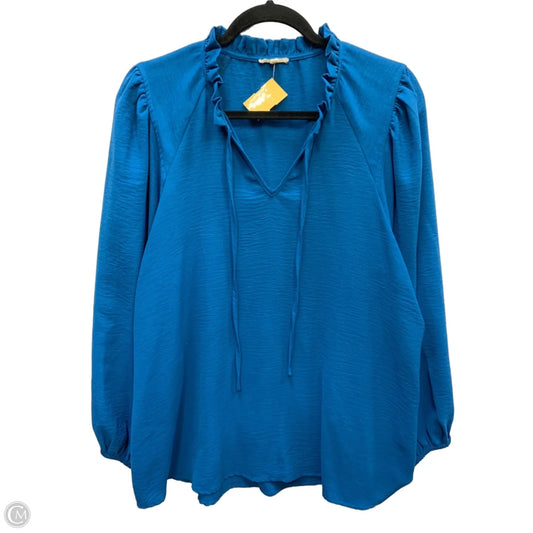 Blouse Long Sleeve By Jodifl In Blue, Size: 1x