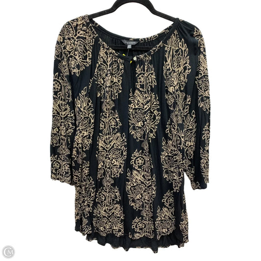 Blouse Long Sleeve By Lucky Brand In Black & Tan, Size: 3x