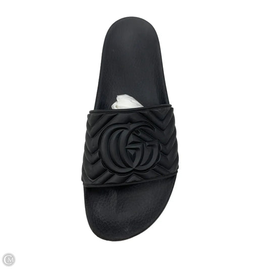 Sandals Luxury Designer By Gucci In Black, Size: 12