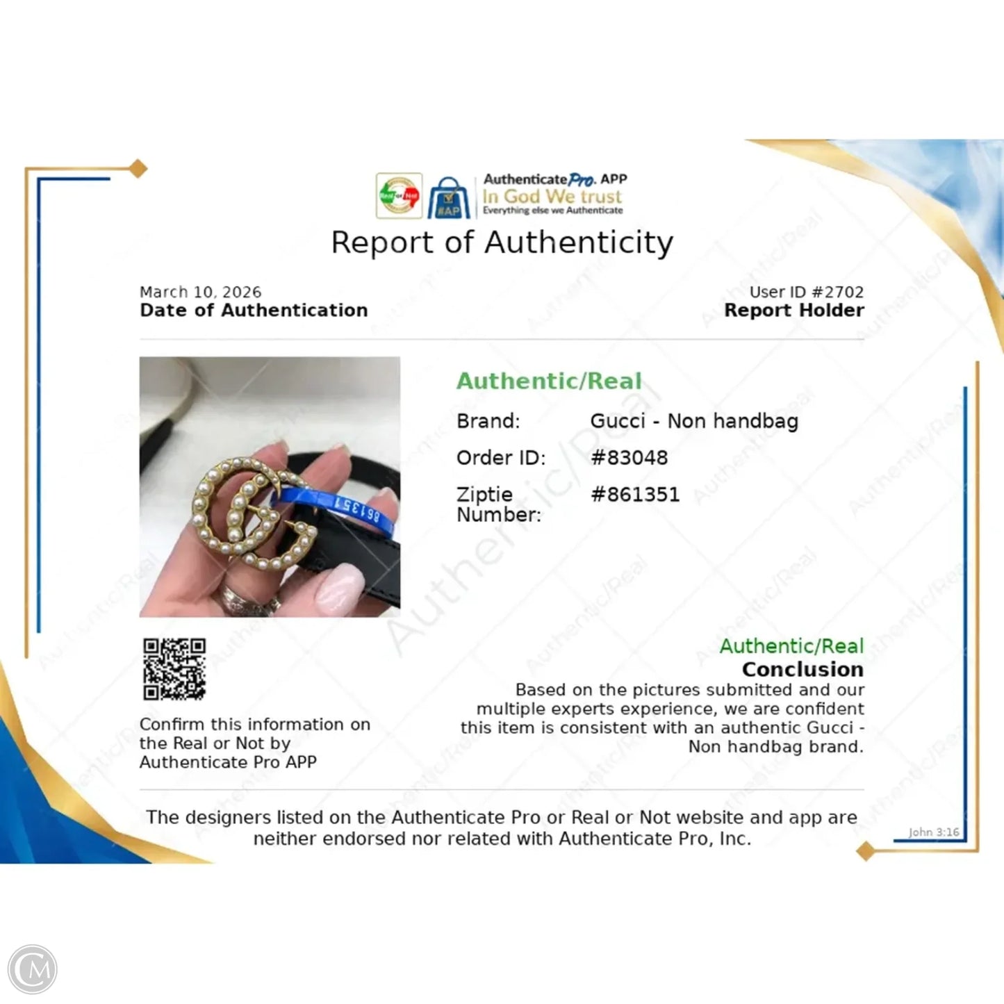 Belt Luxury Designer By Gucci, Size: Small