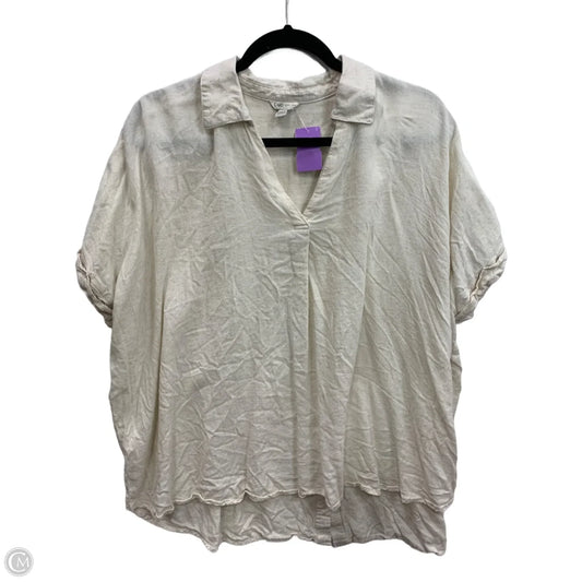 Top Short Sleeve By Cato In Tan, Size: 18