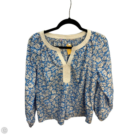 Top Long Sleeve Designer By Lilly Pulitzer In Blue & White, Size: M
