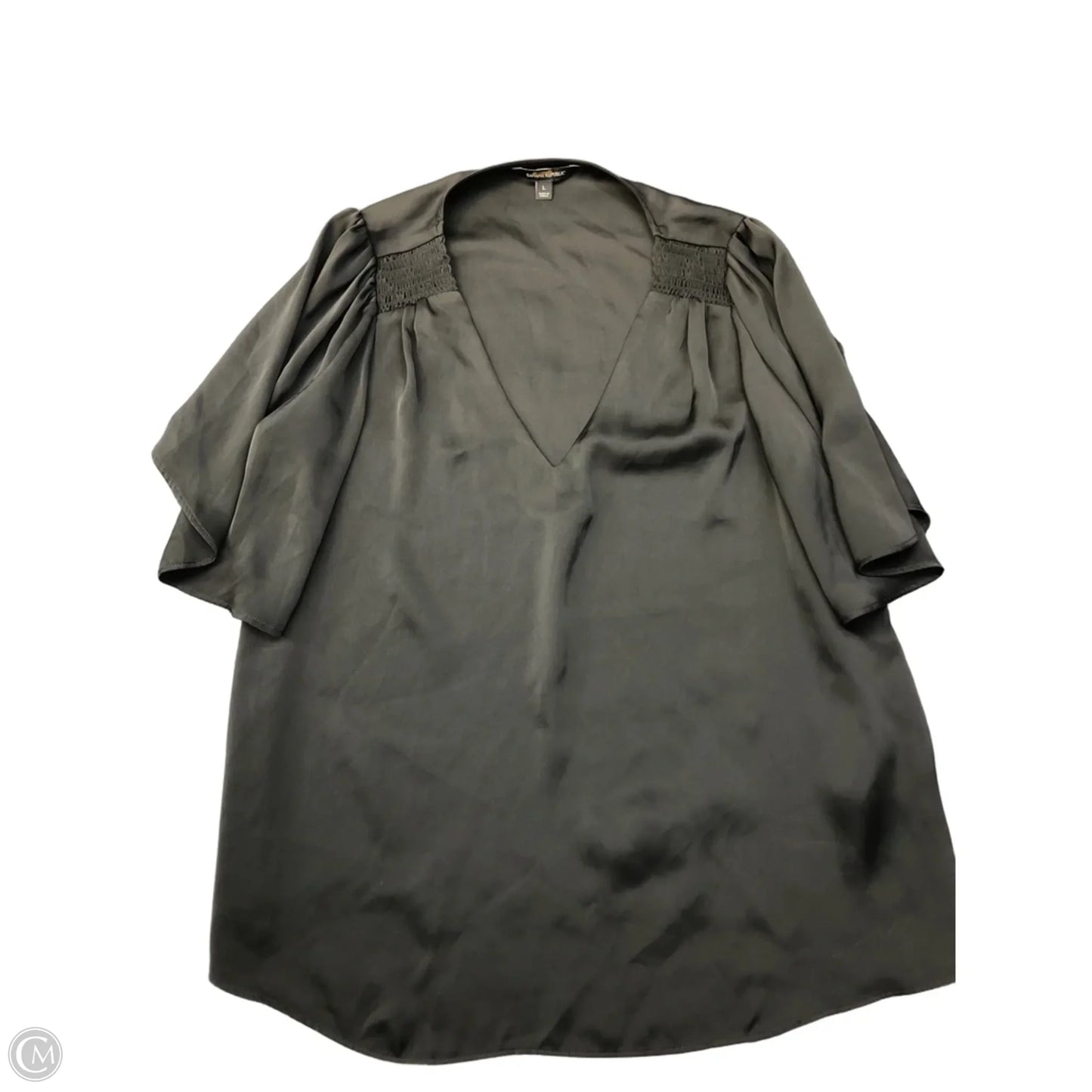 Blouse Short Sleeve By Banana Republic In Black, Size: L