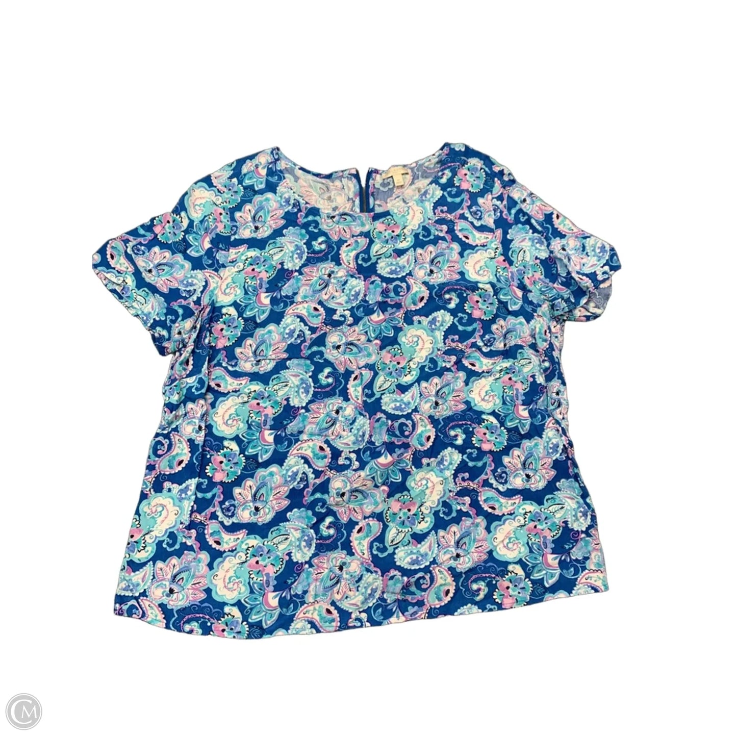 Top Short Sleeve By Talbots In Blue, Size: 1x