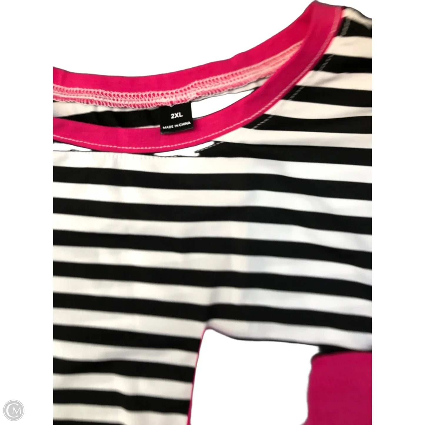 Top Short Sleeve By Shein In Striped Pattern, Size: 2x