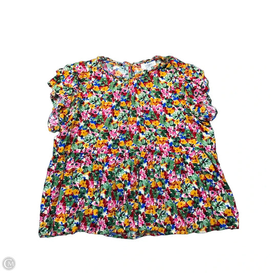 Blouse Short Sleeve By Umgee In Floral Print, Size: Xl