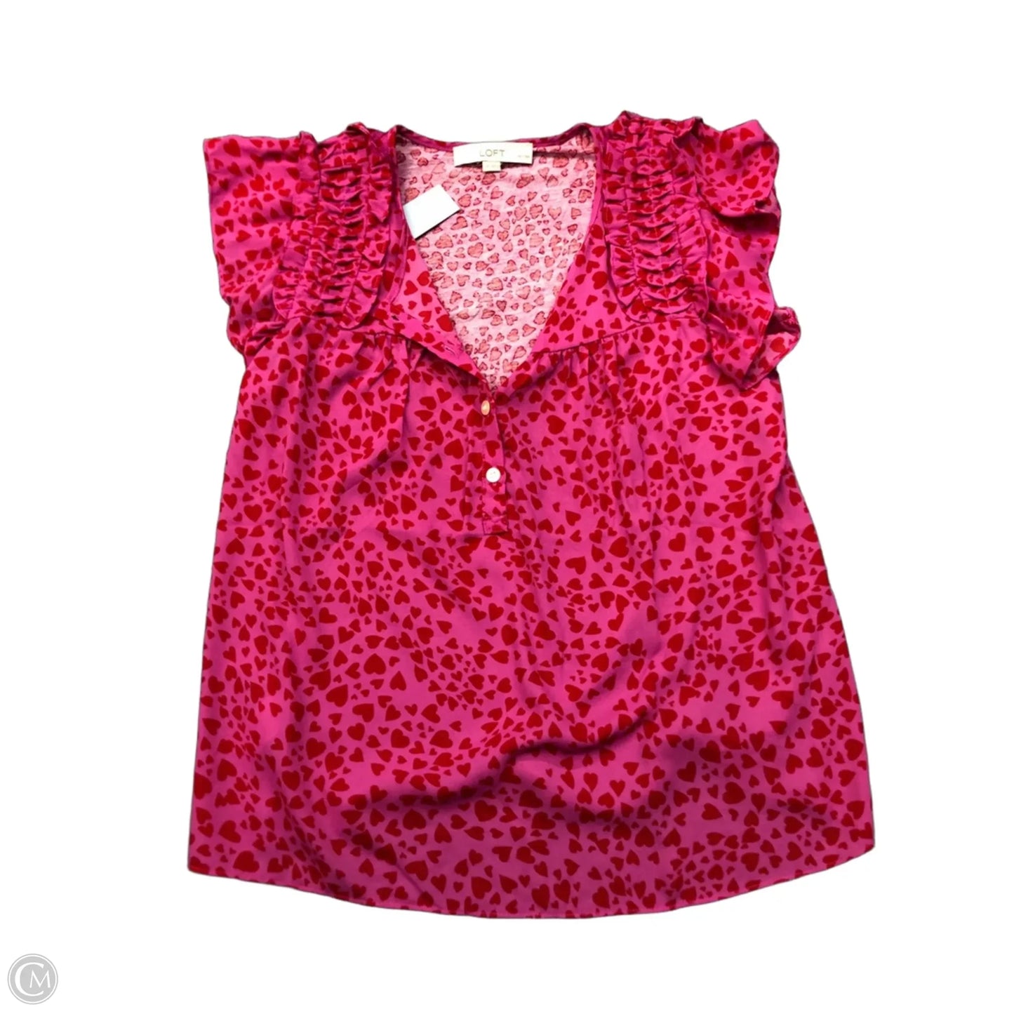 Blouse Short Sleeve By Loft In Pink, Size: S