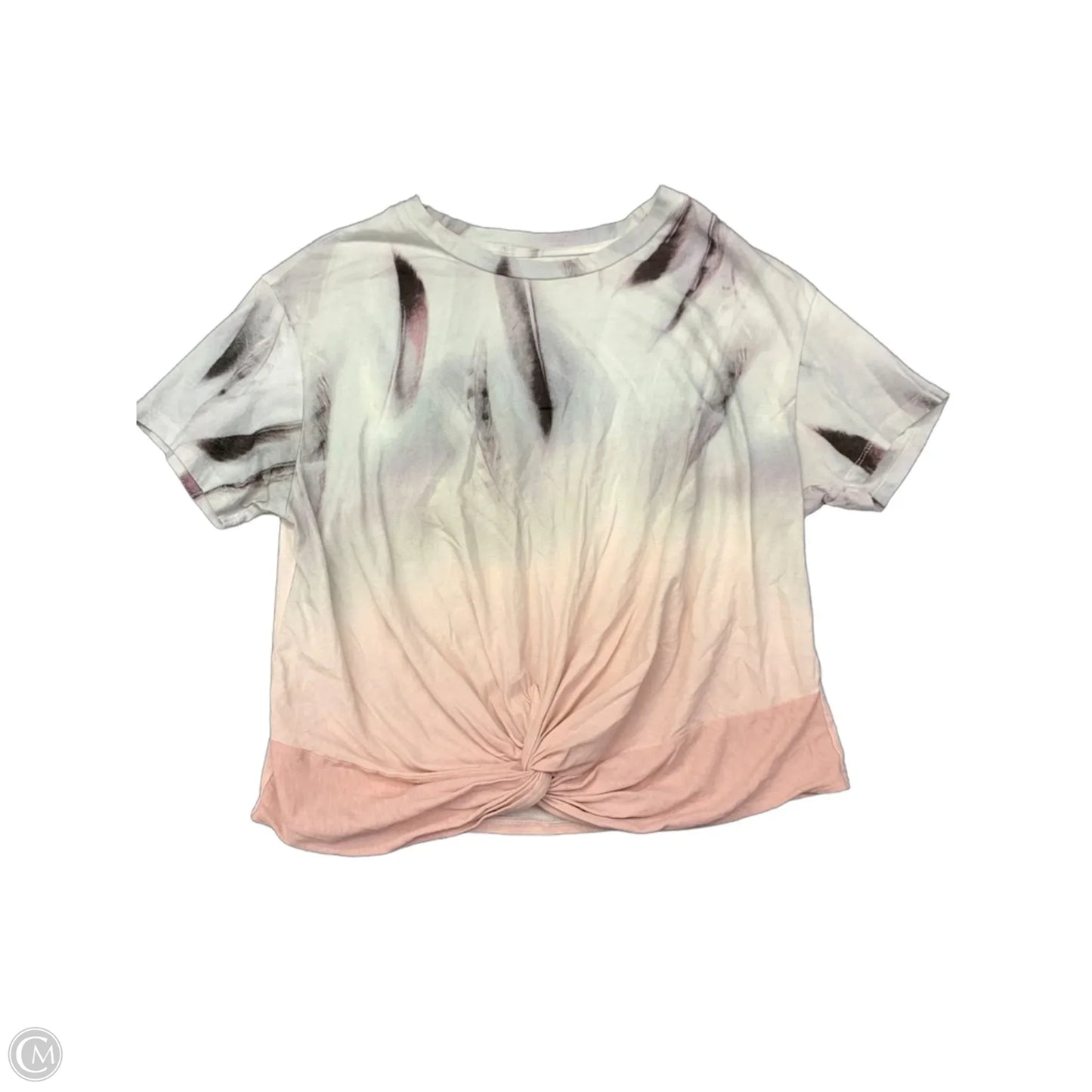 Top Short Sleeve Designer By All Saints In Pink & White, Size: M
