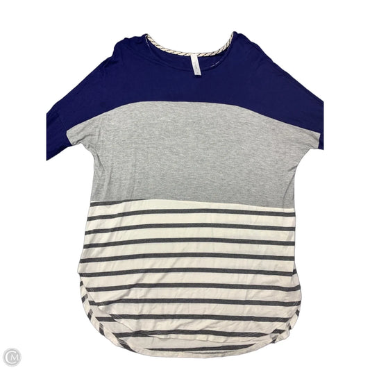 Top 3/4 Sleeve By Honeyme In Blue & Grey, Size: M