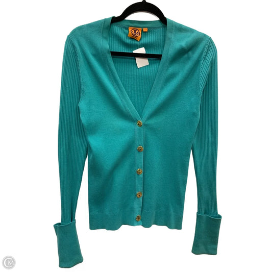 Cardigan Designer By Tory Burch In Teal, Size: L