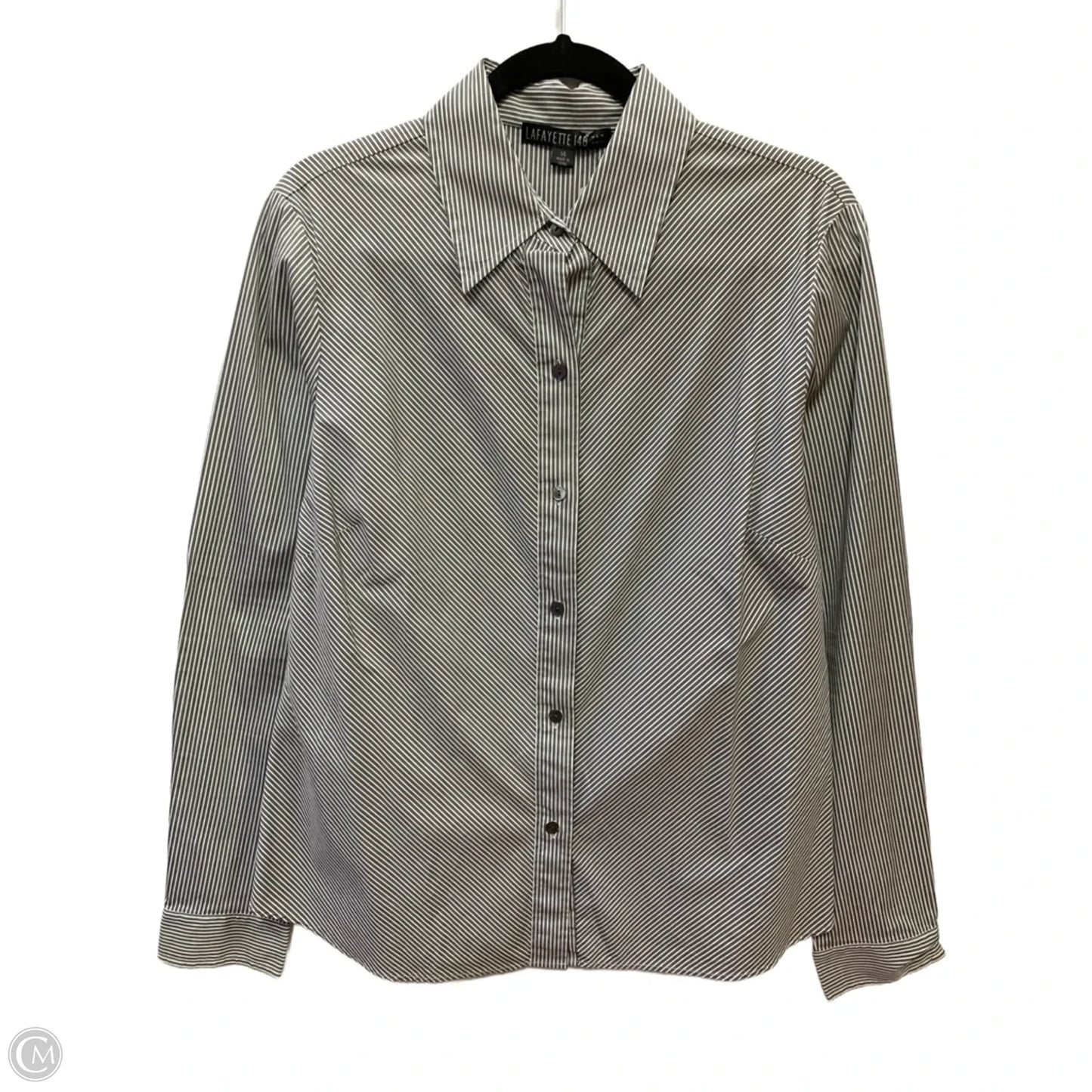 Top Long Sleeve Designer By Lafayette 148 In Striped Pattern, Size: 14