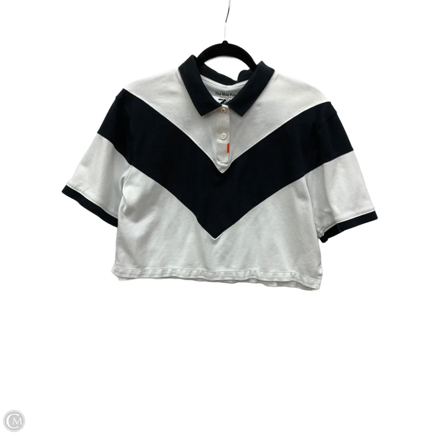 Athletic Top Short Sleeve By Nike In Black & White, Size: M