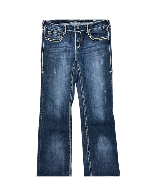 Jeans Boot Cut By Clothes Mentor In Blue Denim, Size:16