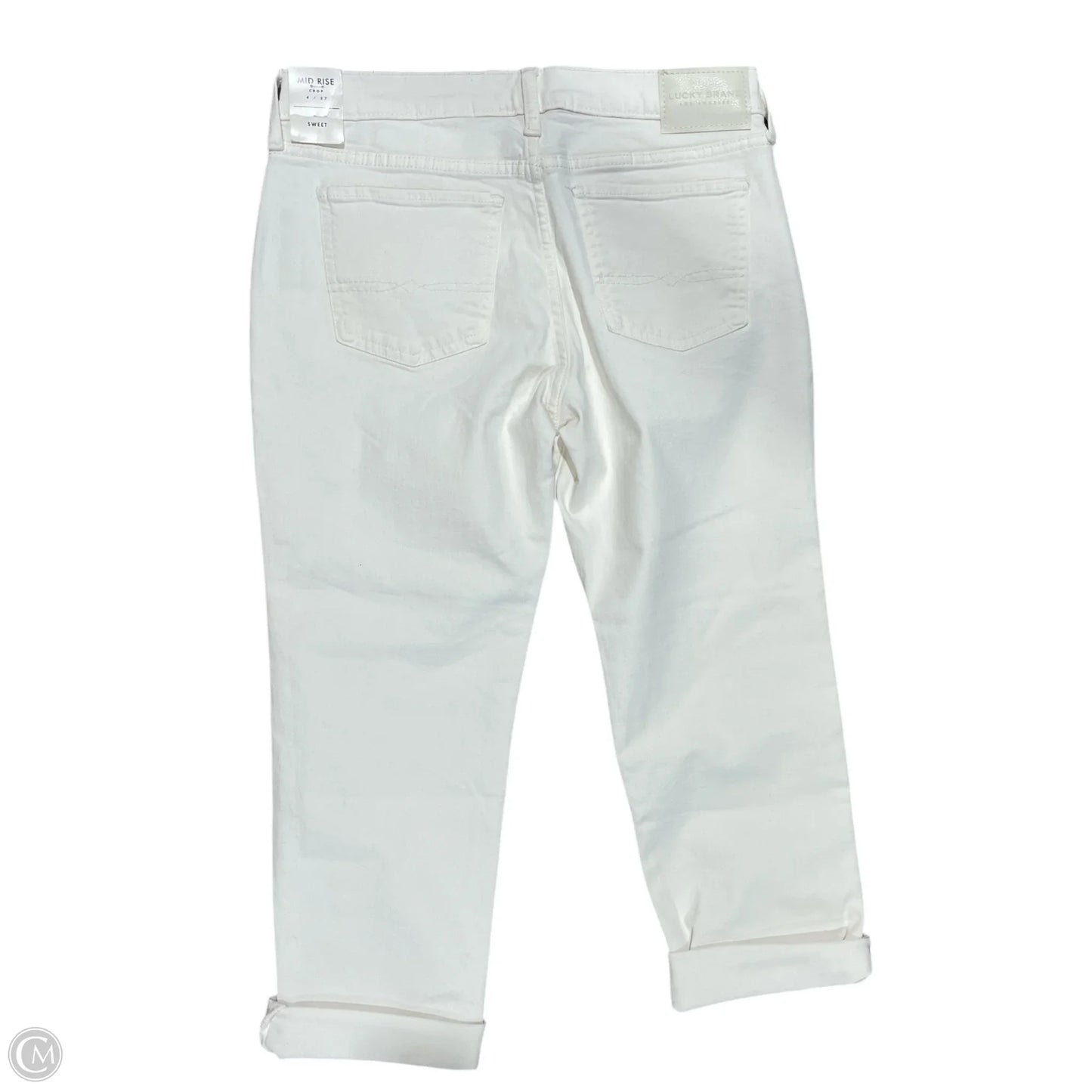 Jeans Cropped By Lucky Brand In Cream Denim, Size: 4