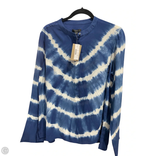 Blouse Long Sleeve By J. Crew In Blue & White, Size: M