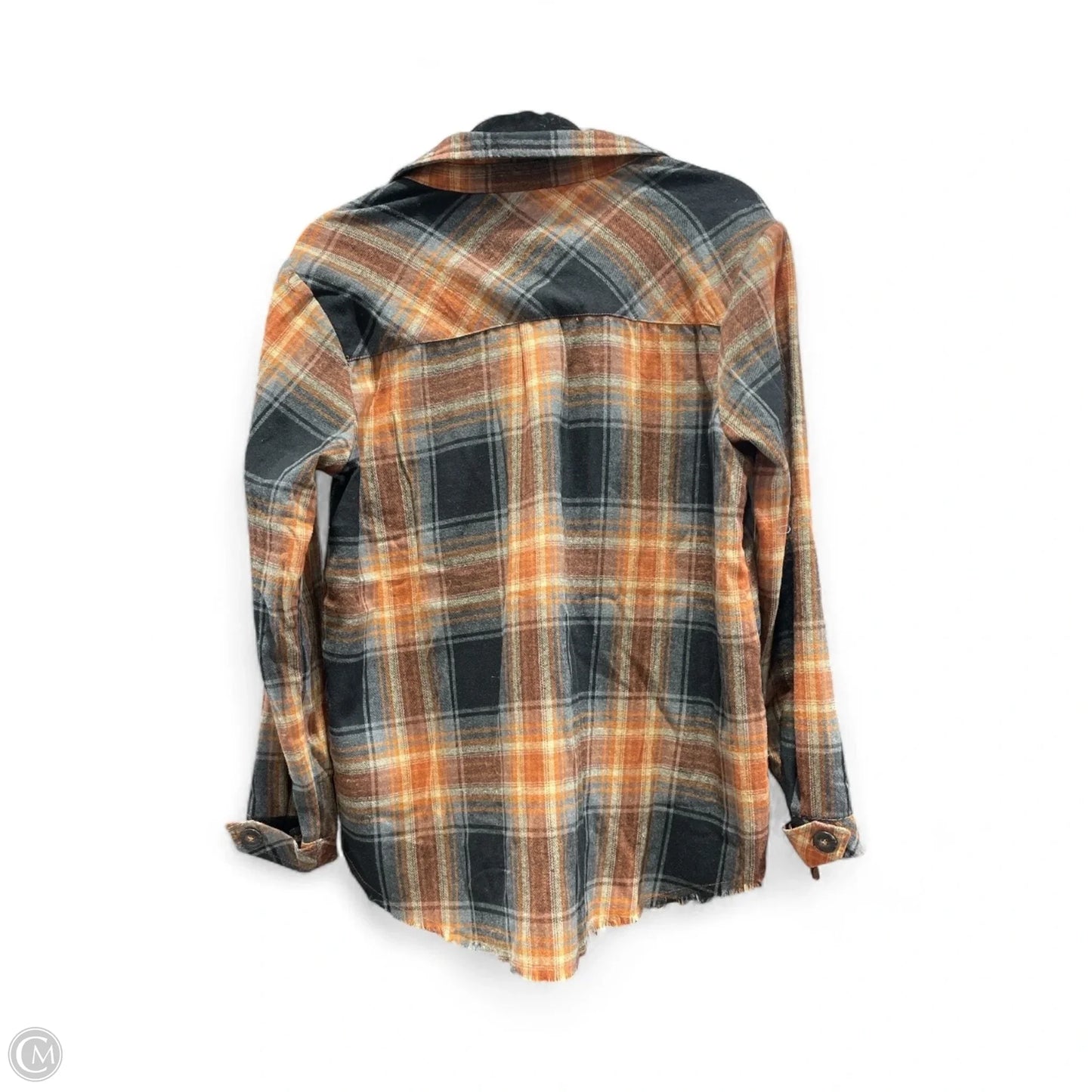 Top Long Sleeve By Democracy In Plaid Pattern, Size: S