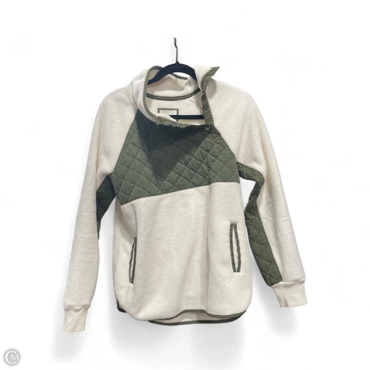 Jacket Fleece By Abercrombie And Fitch In Cream & Green, Size: M