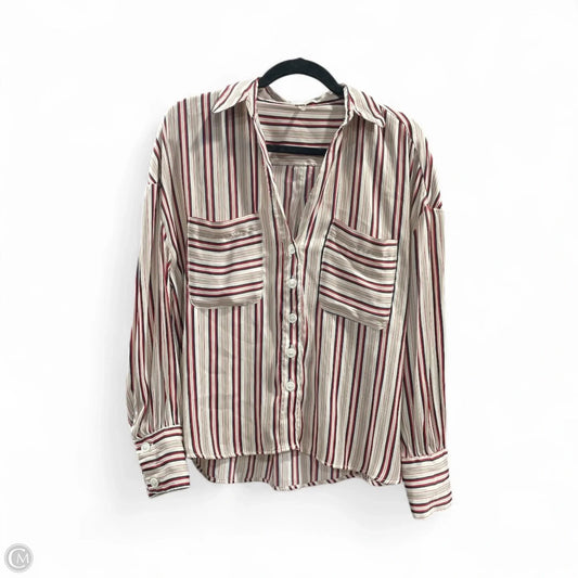 Blouse Long Sleeve By Free People In Striped Pattern, Size: S