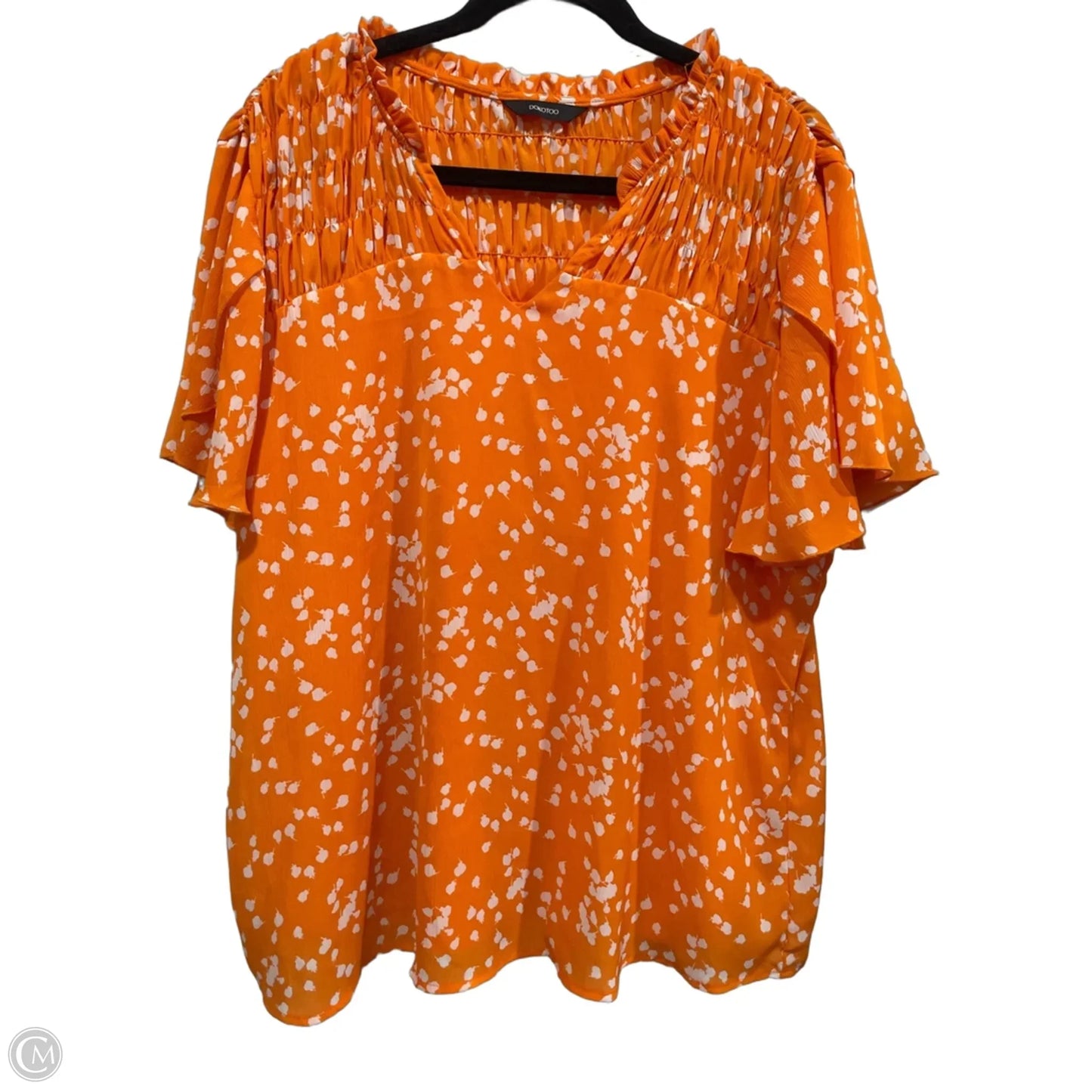Blouse Short Sleeve By Dokotoo In Orange & White, Size: Xl