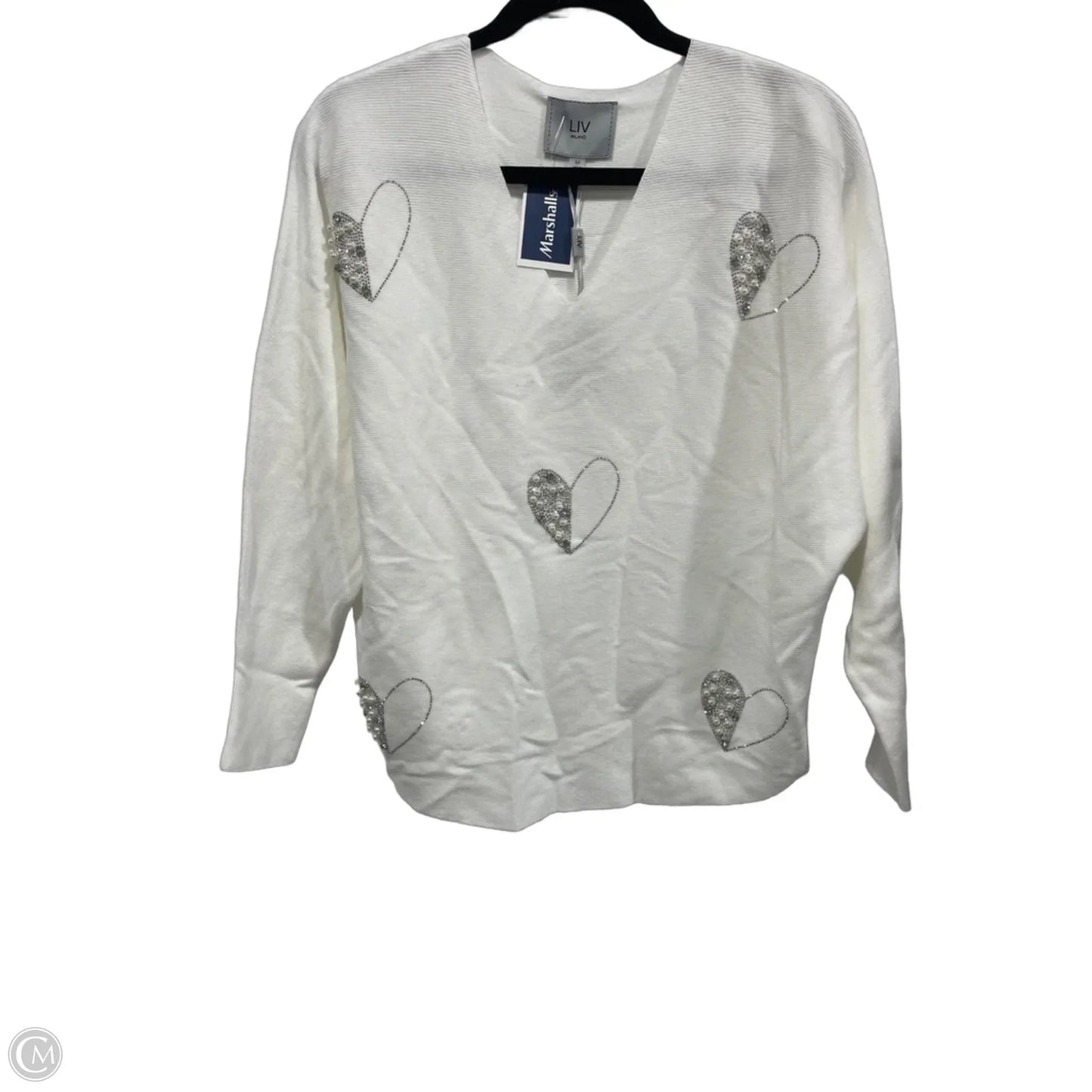 Sweater By Milano In Cream & Silver, Size: M