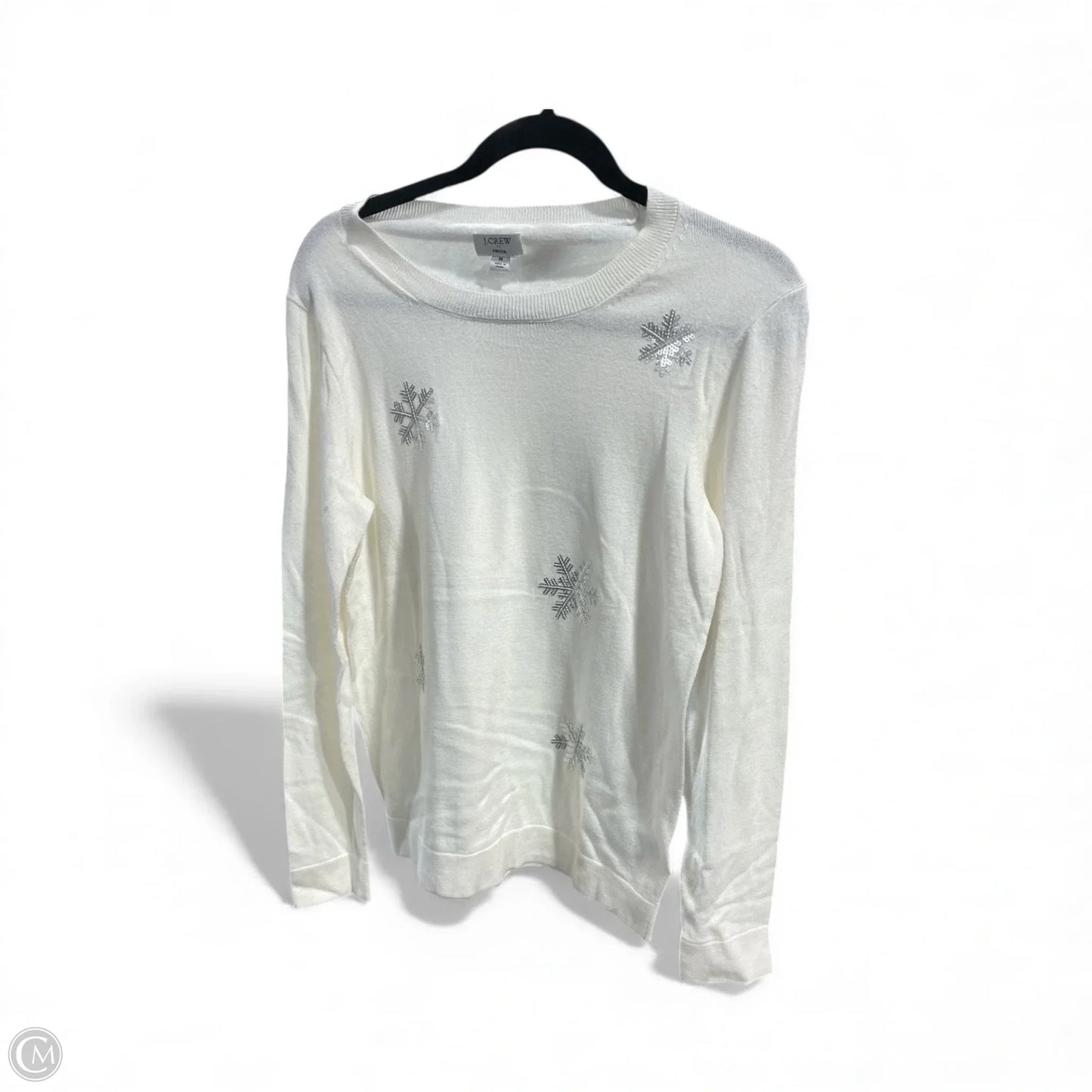 Top Long Sleeve By J. Crew In Silver & White, Size: M