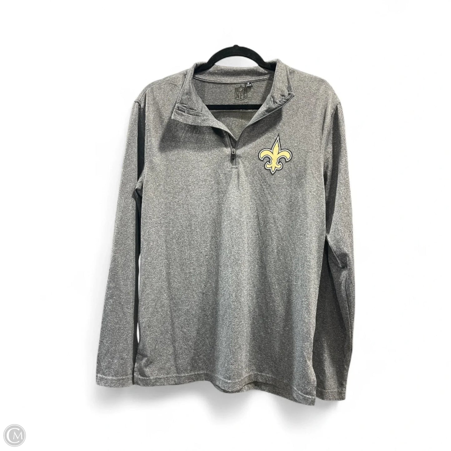 Athletic Top Long Sleeve Collar By Nfl In Grey, Size: S