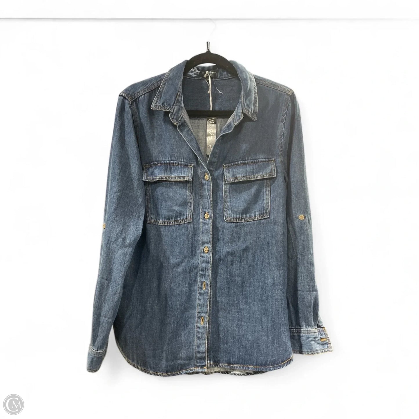 Jacket Shirt By Velvet Heart In Blue Denim, Size: Xs