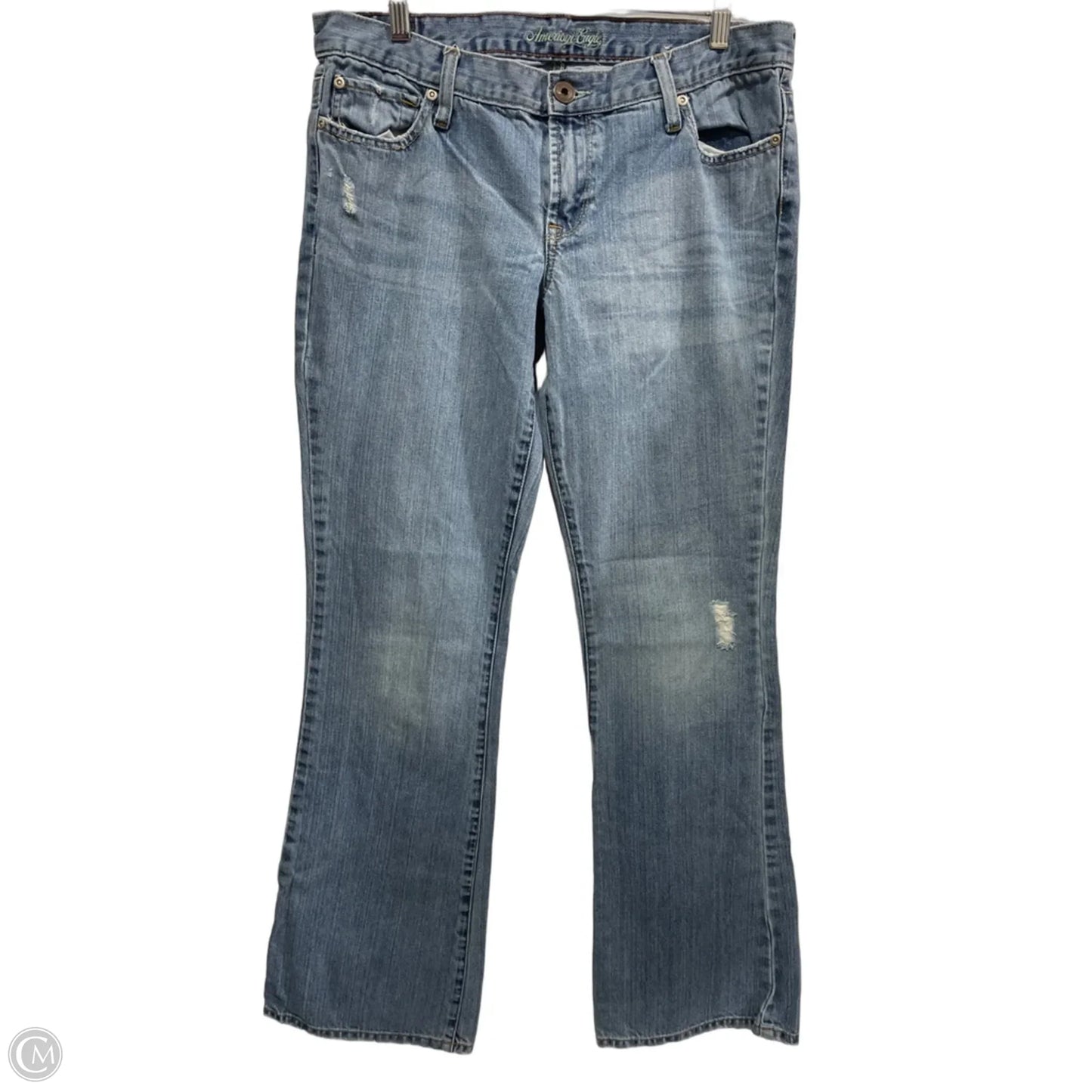 Jeans Straight By American Eagle In Blue Denim, Size: 10