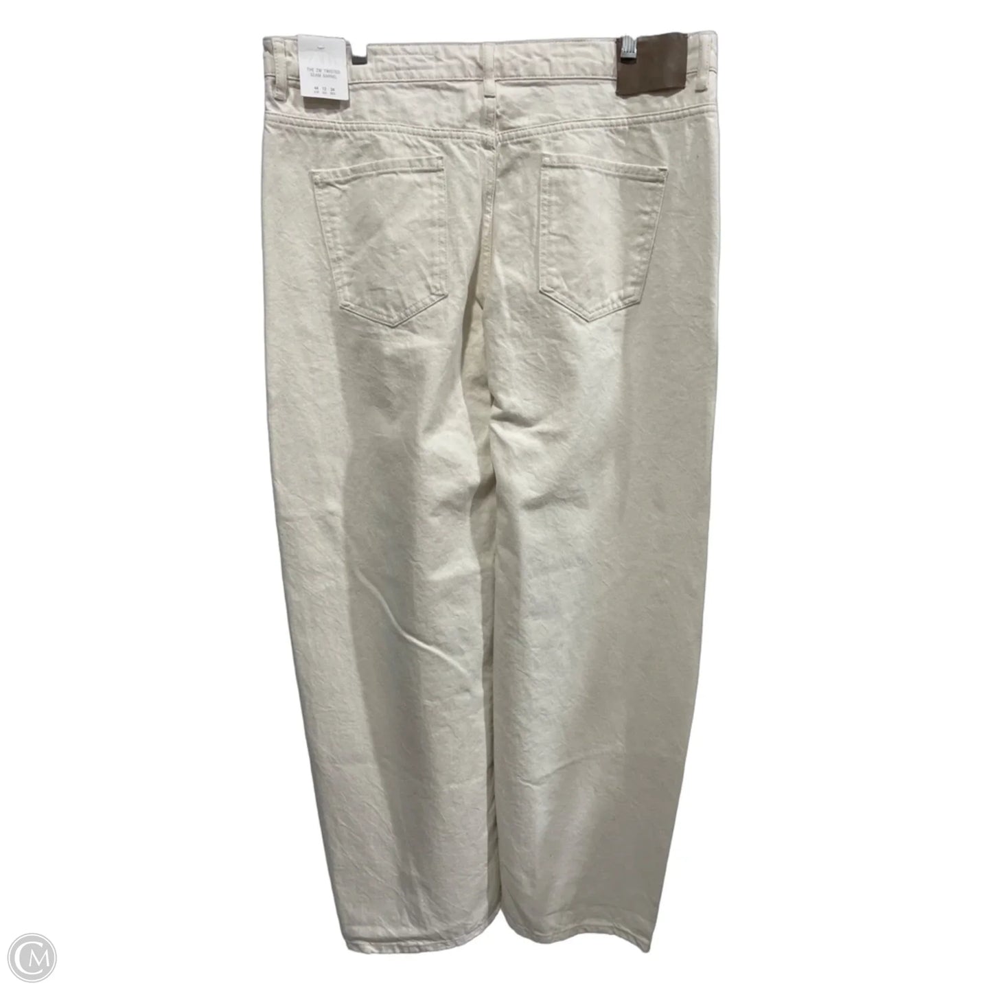 Jeans Wide Leg By Zara In White Denim, Size: 12