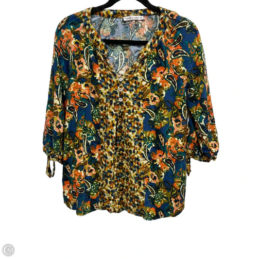 Blouse 3/4 Sleeve By Figuero & Flower In Floral Print, Size: Xlp
