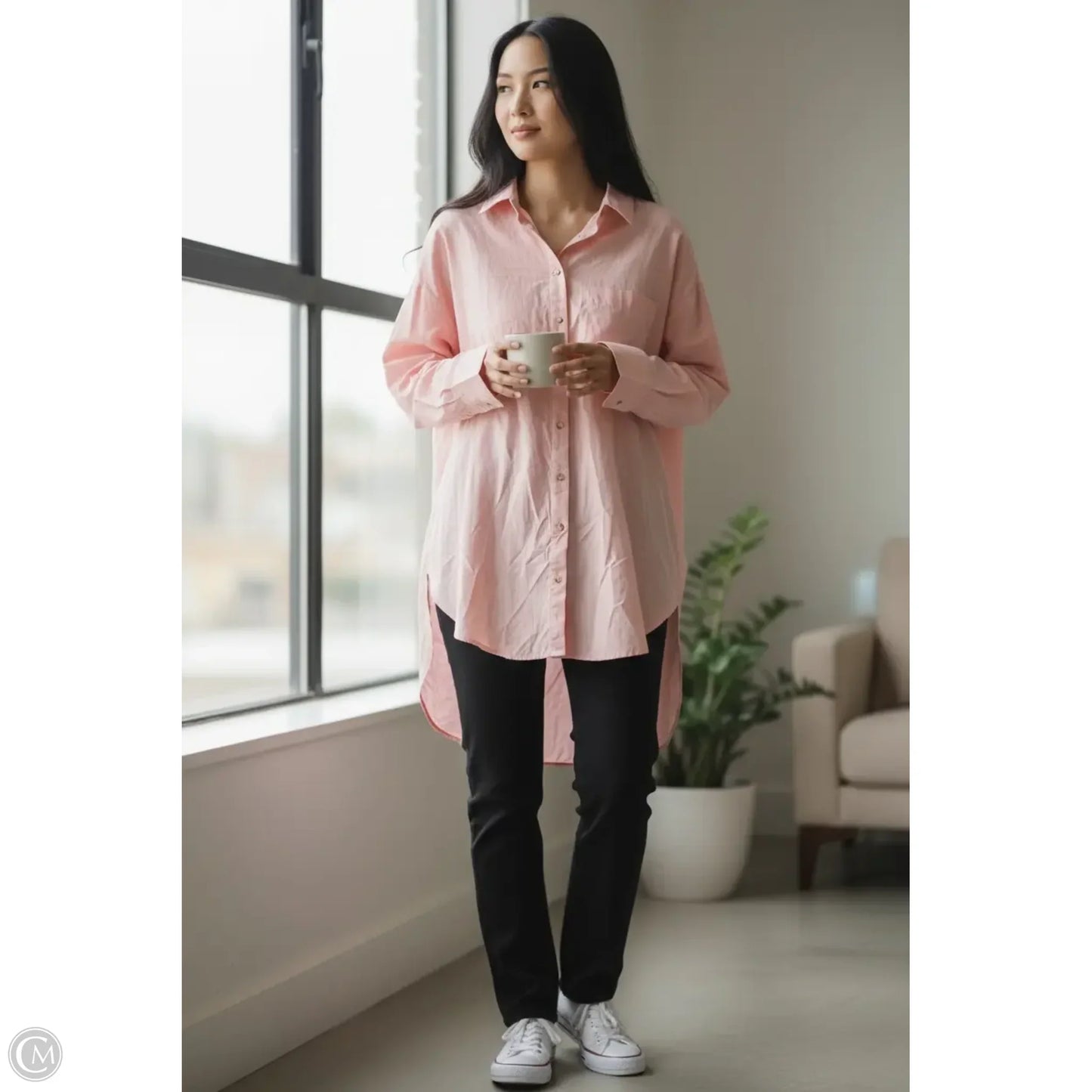 Tunic Long Sleeve By Free People In Peach, Size: L