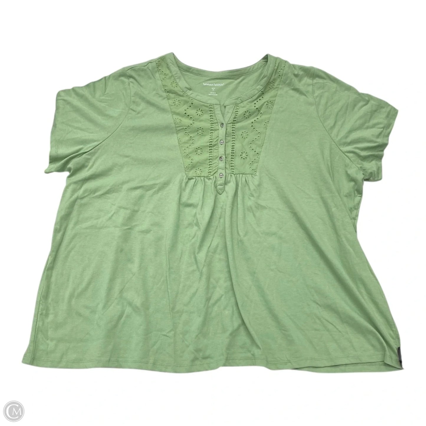 Top Short Sleeve By Woman Within In Green, Size: 3x