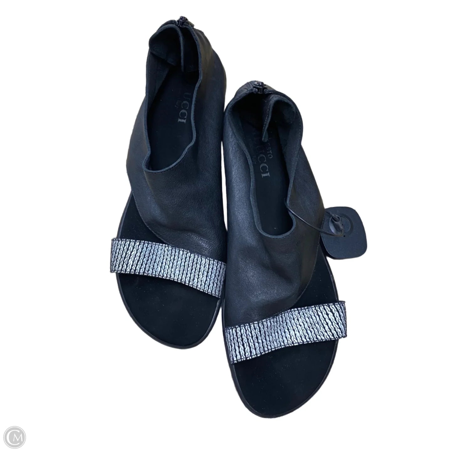 Sandals Heels Wedge By Sesto Meucci In Black & Grey, Size: 11