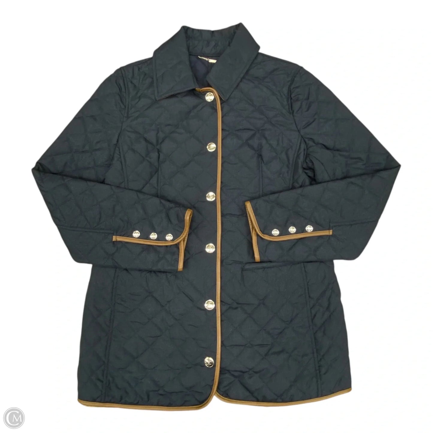 Jacket Puffer & Quilted By Chicos In Navy, Size: S
