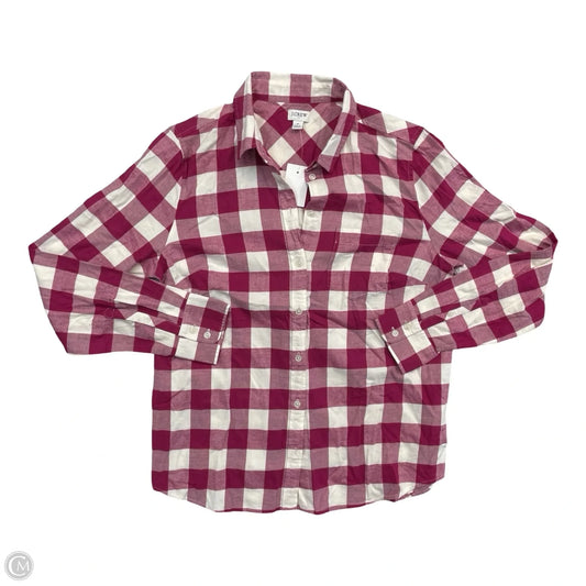 Top Long Sleeve By J. Crew In Pink & White, Size: M