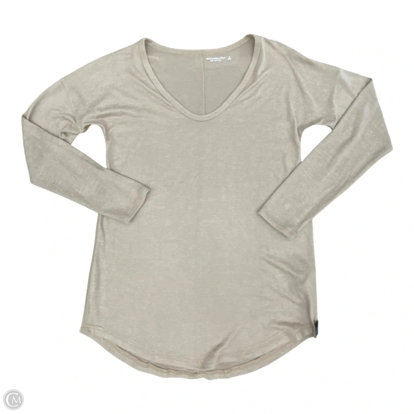 Top Long Sleeve By Abercrombie And Fitch In Tan, Size: M