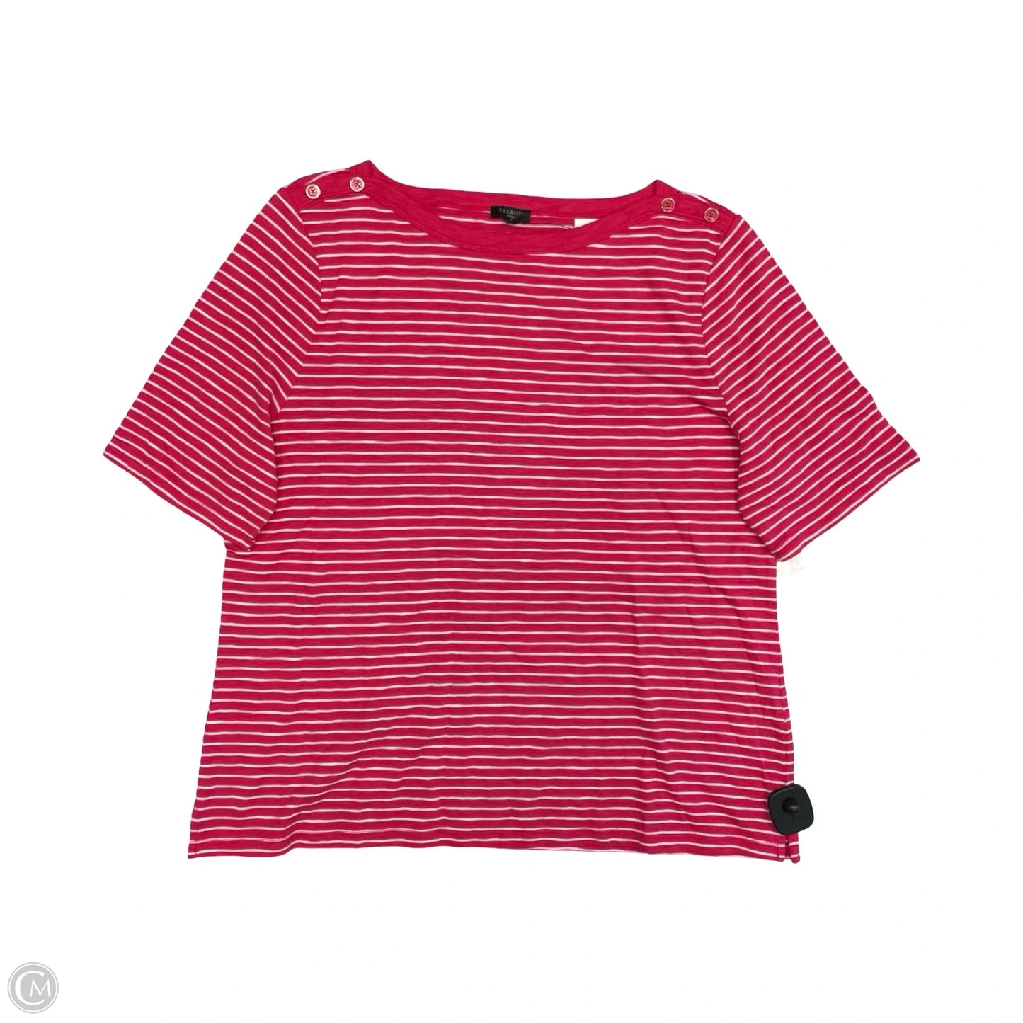 Top Short Sleeve By Talbots In Pink & White, Size: Xlp