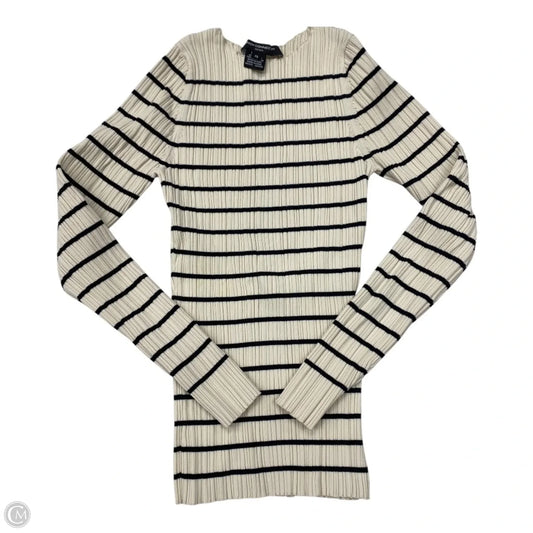 Top Long Sleeve By French Connection In Black & Cream, Size: Xs