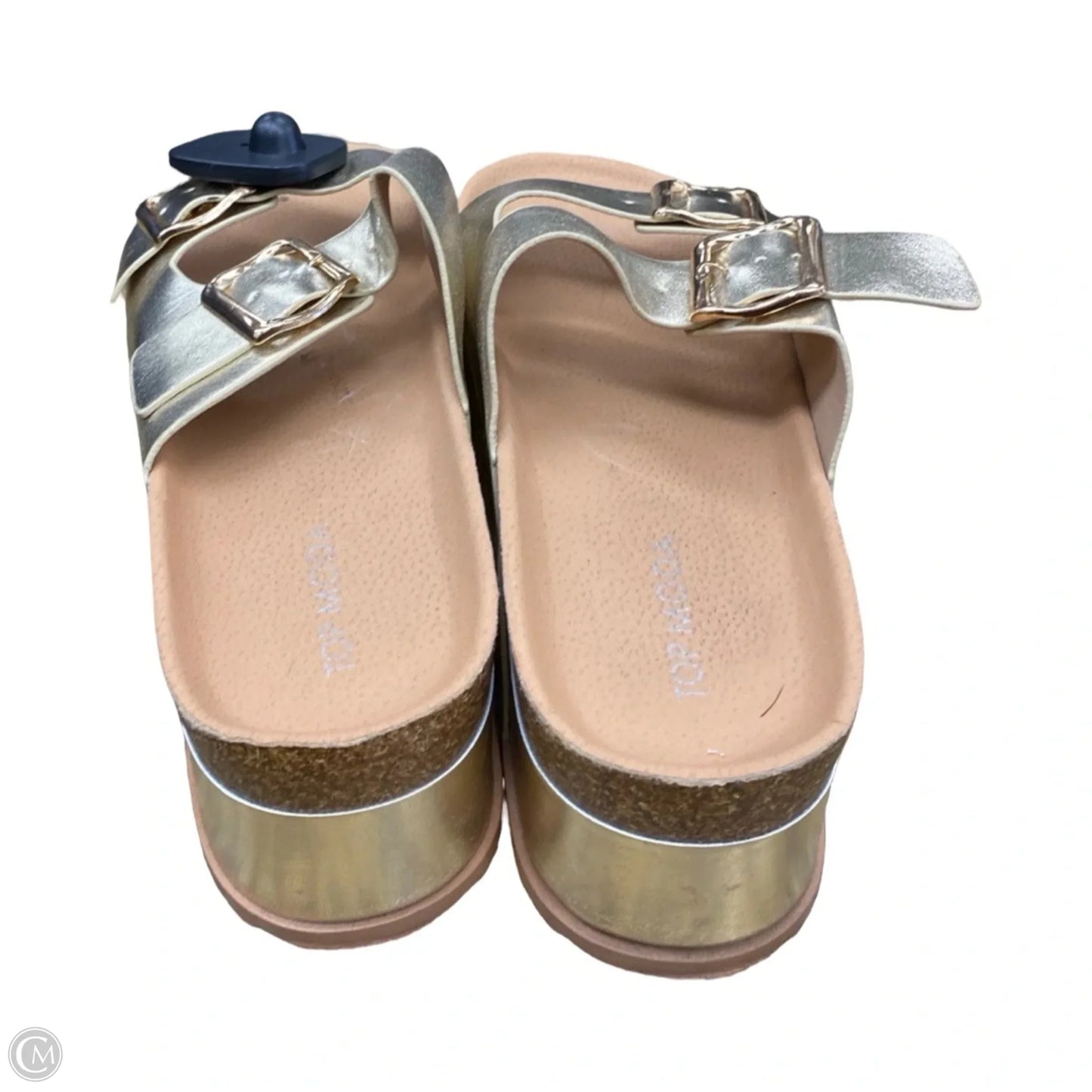 Sandals Heels Platform By Top Moda In Gold, Size: 8