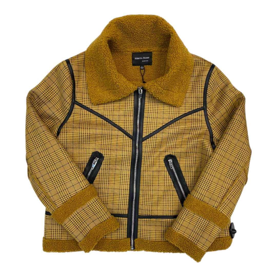 Jacket Faux Fur & Sherpa By  REBECCA ELLIOT In Black & Yellow, Size:L