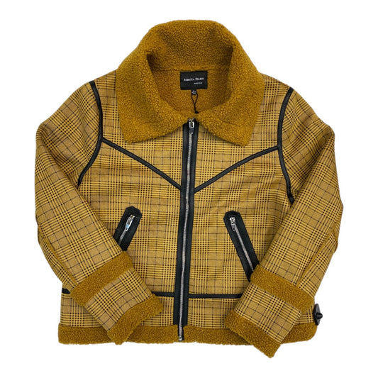 Jacket Faux Fur & Sherpa By  REBECCA ELLIOT In Black & Yellow, Size:L