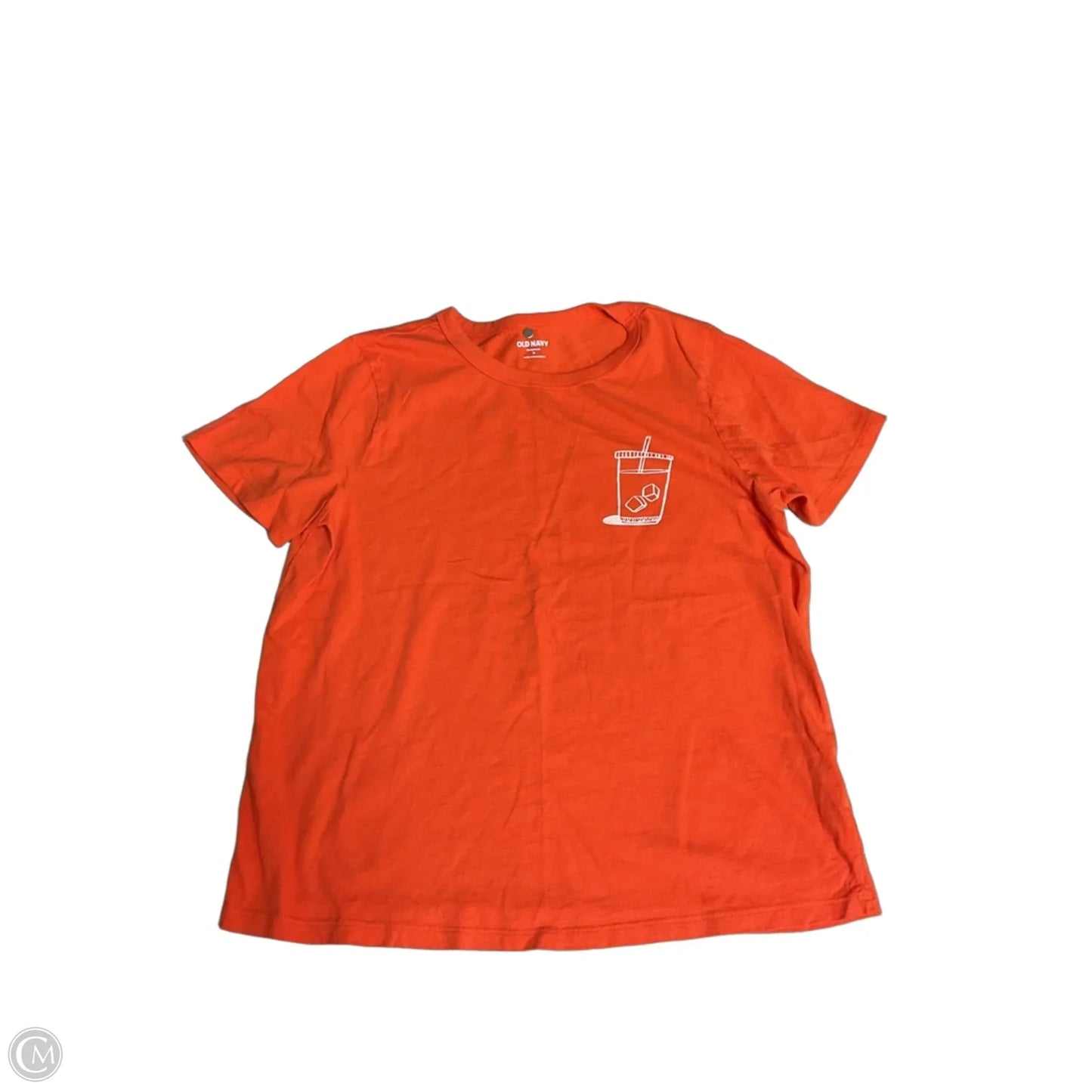 Top Short Sleeve Basic By Old Navy In Orange & White, Size: M