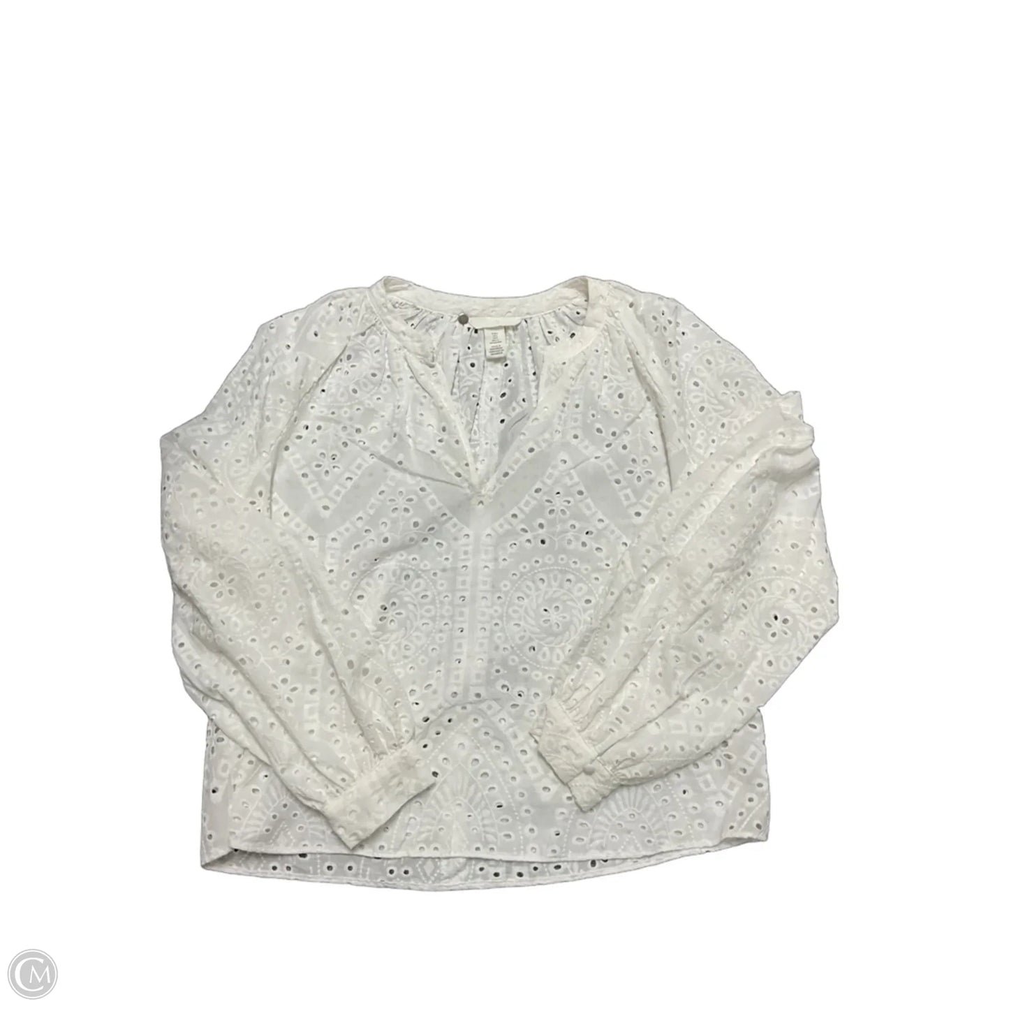 Top Long Sleeve By H&m In White, Size: S